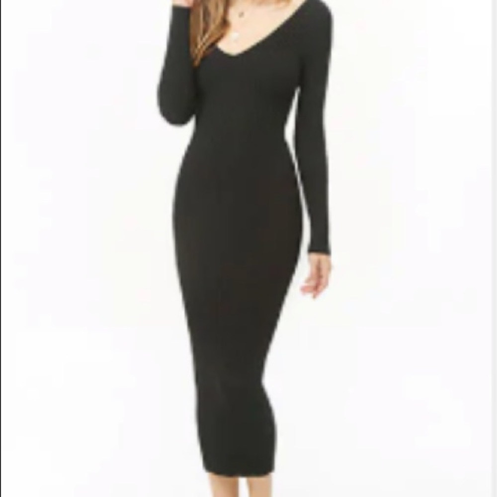 Ribbed v-neck dress
